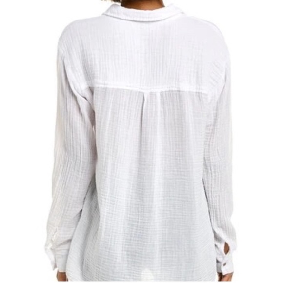 Michael Stars Leo Gauze White Button Down Long Sleeve Shirt Womens Size XSmall - Picture 8 of 8